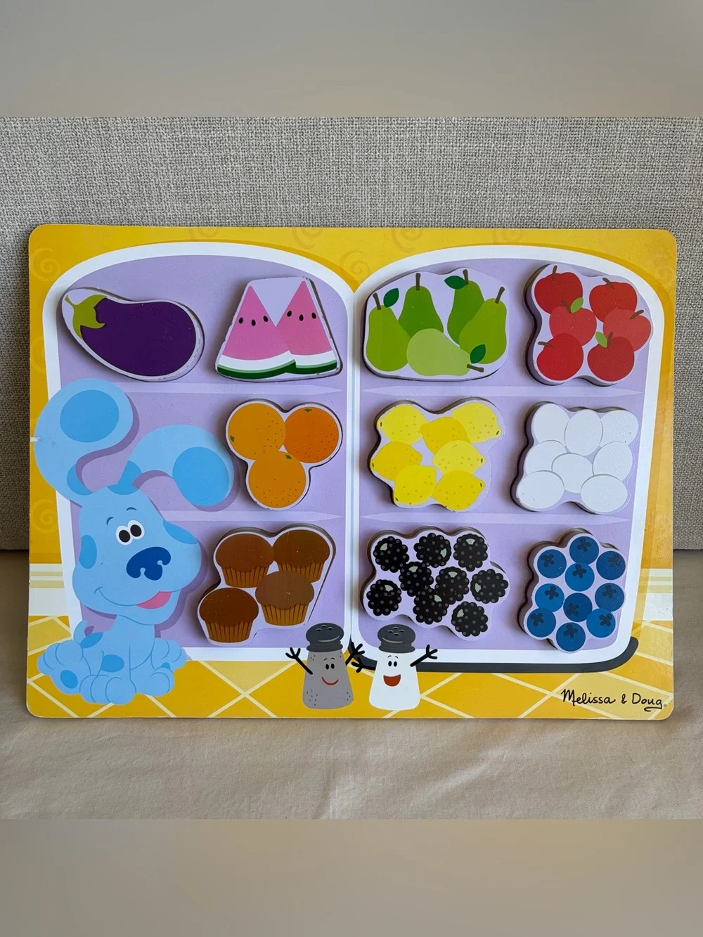 Melissa & Doug Blues Clues and You! Wooden Chunky Puzzle Fridge Food